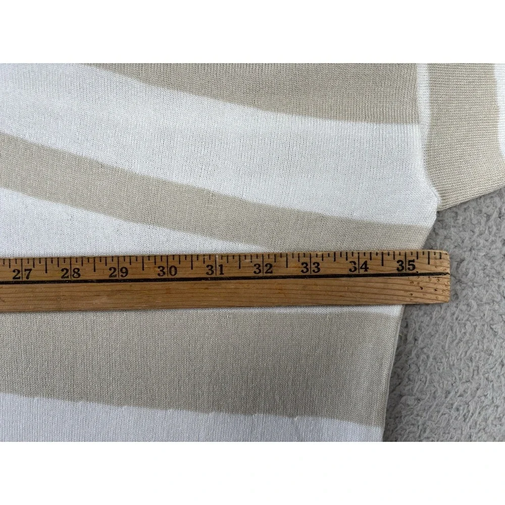 Planet Lauren G Sweater Womens One Size Asymmetrical Tan‎ Stripes Knit Top Boxy